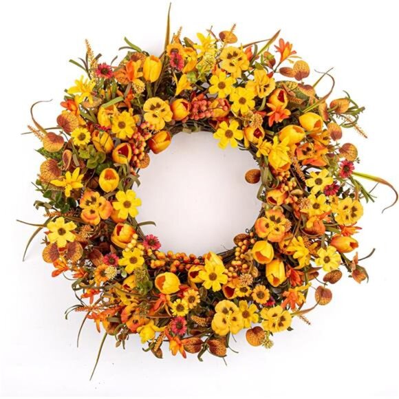 Fall Wreath, Fall Rustic Wreath, Fall Hanger, Autumn Wreath  22 Inches Fall Wreaths for Front Door Rustic Autumn Wreath Farmhouse Fall